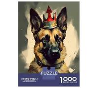 Puzzle 1000 Pièces pour Adolescents German Shepherd Dog Petite Casse-têtes pour Adolescents Analyse Et Logique Interaction Parent-Enfant Jeu Stimulant Jouets 38x26cm/1000pcs