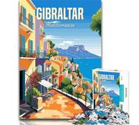 Puzzle 1000 pièces pour Adolescents Gibraltar Méditerranée 1000 pièces pour Adultes et Adolescents, Jeux éducatifs, décoration d'intérieur, Collection d'artistes, Beaux-Arts 26x38cm