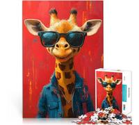 Puzzle 1000 pièces pour Adolescents Girafe Cool avec des Lunettes de Soleil Casse-tête Décoration d'intérieur et Cadeaux Uniques 75x50cm