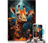 Puzzle 1000 pièces pour Adolescents Girafe dans Un Jardin paradisiaque Jeu intellectuel est idéal comme Cadeau pour Toute la Famille 75x50cm