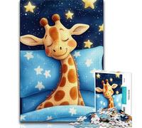 Puzzle 1000 pièces pour Adolescents, Girafe endormie, défi Difficile et Anti-Stress avec Affiche et fiche de Questions-réponses (75x50cm)