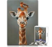 Puzzle 1000 pièces pour Adolescents : Girafe et Son Oiseau, Meilleur ami Jeu éducatif Stimulant, pour Un Anniversaire Dimensions : 50x75cm
