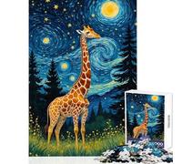 Puzzle 1000 pièces pour Adolescents Girafe Étoiles Jeux Amusants pour Toute la Famille Jouets à Monter soi-même Cadeaux Uniques d'anniversaire et de Noël (50x75cm)