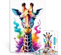 Puzzle 1000 pièces pour Adolescents Girafe géométrique colorée Jouets de Divertissement Familial Jeu de défi Unique 38x26cm