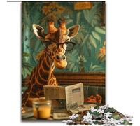Puzzle 1000 pièces pour Adolescents, Girafe lisant, à partir de 14 Ans, idéal pour Les Couples, activités Amusantes à la Maison, Cadeau d'anniversaire, Cadeau de Voyage (Taille 26x38cm)