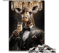 Puzzle 1000 pièces pour Adolescents Girafe Noire dorée, à partir de 14 Ans, pour des soirées Jeux en Famille, Collection d'artistes, Beaux-Arts (Taille 50x75cm)
