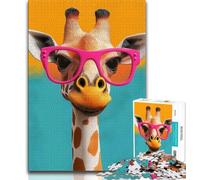 Puzzle 1000 pièces pour Adolescents : Girafe Portant des Lunettes, défi d'intelligence cérébrale, Jouets addictifs, Cadeau d'anniversaire, décoration Murale (75x50cm)