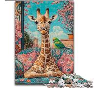 Puzzle 1000 pièces pour Adolescents Girafe sur Le canapé, Anti-Stress avec pièces entièrement emboîtables de Formes aléatoires, pour Les Adolescents de 14 Ans et Plus (Taille 26x38cm)