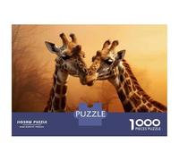 Puzzle 1000 Pièces pour Adolescents Giraffe Kisses Nature's Sweet Moment Puzzle pour Adolescents Améliore La Mémoire Défi À Réaliser Amusant en Famille Et Soirée Jeux 52x38cm/1000pcs