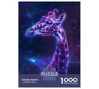 Puzzle 1000 Pièces pour Adolescents Giraffe Space Animal Puzzle pour Adultes Jeu Manuel Difficile Excellent Cadeau Anti-Stress 38x26cm/1000pcs