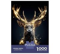 Puzzle 1000 Pièces pour Adolescents Golden Deer Portrait Puzzles pour Adultes Jeux De Détente Cadeau d'anniversaire Cadeaux Uniques pour Un Anniversaire Et Noël 38x26cm/1000pcs