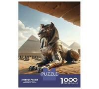 Puzzle 1000 Pièces pour Adolescents Golden Egyptian Sphinx Statue-1 Puzzles pour Adultes - Améliore La Mémoire - Défi Éducatif - Cadeau d'anniversaire Unique 52x38cm/1000pcs