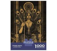 Puzzle 1000 Pièces pour Adolescents Golden Queen with Peacock Feathers Puzzles pour Adolescents, Jouet, Décoration Murale, Cadeaux pour Femmes, Difficile Et Stimulant 38x26cm/1000pcs