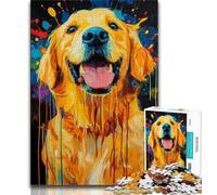 Puzzle 1000 pièces pour Adolescents Golden Retriever Portrait 1000 pièces pour Adolescents, Jeu de Quiz, décoration Murale, Cadeaux d'anniversaire et de Noël Uniques (Taille 38x26cm)