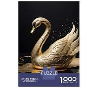 Puzzle 1000 Pièces pour Adolescents Golden Swan on Black Background Les Puzzles pour Adolescents Améliorent La Mémoire - Cadeau d'anniversaire, De Noël 52x38cm/1000pcs