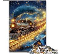 Puzzle 1000 pièces pour Adolescents Golden Train, Difficile et Complexe, avec des pièces de Formes aléatoires entièrement imbriquées (Taille 50x75cm)