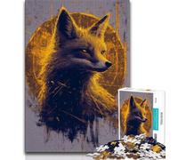 Puzzle 1000 pièces pour Adolescents Golden Wolf Fox, Jeux éducatifs, décoration d'intérieur, Cadeau d'anniversaire, Art Mural (75x50cm)