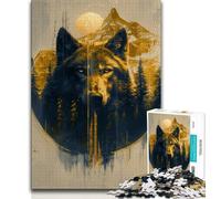 Puzzle 1000 pièces pour Adolescents Golden Wolf, Jeu Stimulant et éducatif en Famille pour Anniversaire, Noël 50x75cm