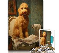 Puzzle 1000 pièces pour Adolescents, Goldendoodle Assis sur Les Toilettes, Puzzle 1000 pièces, Jeu de Quiz, décoration Murale, Cadeaux Uniques d'anniversaire et de Noël (Taille 38x26cm)