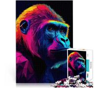 Puzzle 1000 pièces pour Adolescents Gorille aux Couleurs néon Jouet éducatif intellectuel décompressant Une œuvre d'art 75x50cm