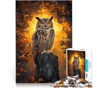 Puzzle 1000 pièces pour Adolescents Grand-duc majestueux en Automne Staycation Tuer Le Temps Décoration Parfaite 38x26cm