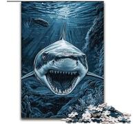 Puzzle 1000 pièces pour Adolescents Grand Requin Blanc, idéal comme Cadeau éducatif pour Toute la Famille (Taille 50x75cm)