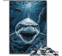 Puzzle 1000 pièces pour Adolescents Grand Requin Blanc, idéal comme Cadeau éducatif pour Toute la Famille (Taille 26x38cm)