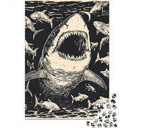 Puzzle 1000 Pièces pour Adolescents Great White Shark Art Print-1 Les Puzzles pour Adolescents Améliorent La Mémoire - Cadeau d'anniversaire, De Noël 38x26cm/1000pcs