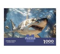 Puzzle 1000 Pièces pour Adolescents Great White Shark Underwater Portrait Les Puzzles pour Adolescents Améliorent La Mémoire - Cadeau d'anniversaire, De Noël 52x38cm/1000pcs