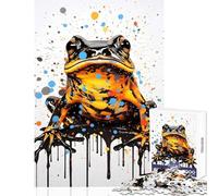 Puzzle 1000 pièces pour Adolescents Grenouille colorée à Peindre Jeu éducatif Idée Cadeau Casse-tête Stimulant pour développer la motricité Fine et l'intelligence Dimensions 38x52cm