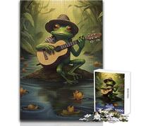 Puzzle 1000 pièces pour Adolescents - Grenouille Jouant de la Guitare - Jeu de Puzzle Unique et Stimulant - Cadeau d'anniversaire - Dimensions:50x75cm