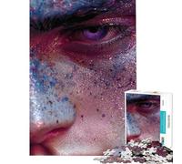 Puzzle 1000 pièces pour Adolescents Gros Plan d'un Visage Scintillant aux Yeux Violets Puzzle 1000 pièces Décoration intérieure Jouet à Assembler Idéal comme Cadeau pour Toute la Famille (50x75cm)