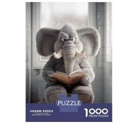 Puzzle 1000 Pièces pour Adolescents Grumpy Elephant Reading on Toilet Puzzles pour Adultes Jeux De Détente Cadeau d'anniversaire Cadeaux Uniques pour Un Anniversaire Et Noël 52x38cm/1000pcs