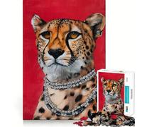 Puzzle 1000 pièces pour Adolescents Guépard avec Diamants,Assemblage Fin,Jeu Amusant et Stimulant,Cadeau d'anniversaire (38x26cm)