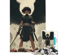 Puzzle 1000 pièces pour Adolescents Guerrier ailé dans Les ruines Jeu addictif pour cultiver la Patience Jeu Pratique Anti-Stress Cadeau d'anniversaire (Dimensions 38x52cm)