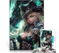 Puzzle 1000 pièces pour Adolescents Guerrier Elfe avec Dragon Réduction du Stress intéressante Décoration Parfaite 38x26cm