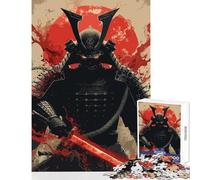 Puzzle 1000 pièces pour Adolescents Guerrier samouraï à l'épée Rouge Art numérique Jouet éducatif Idée Cadeau Jeu Amusant Collection d'artistes Format 38x52cm