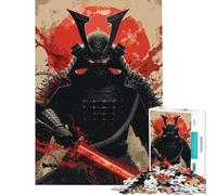 Puzzle 1000 pièces pour adolescents Guerrier samouraï avec épée rouge Art numérique Activités ludiques à la maison Décoration parfaite Jeu de réflexion Convient aux personnes de 14 ans et plus 38x52cm