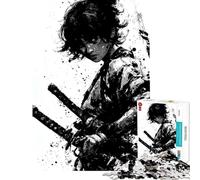 Puzzle 1000 pièces pour Adolescents Guerrier samouraï Monochrome idéal pour Un Anniversaire ou Noël Jeu Familial Amusant à partir de 14 Ans 50x75cm