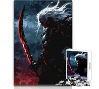 Puzzle 1000 pièces pour Adolescents - Guerrier Sombre avec épée rougeoyante - Jeu intellectuel pour améliorer la mémoire - Cadeau d'anniversaire - Dimensions:38x52cm