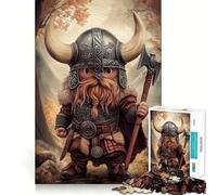 Puzzle 1000 pièces pour Adolescents Guerrier Viking Dessin animé avec Hache Jeu de précision pour développer l'esprit et s'amuser en Toute tranquillité Cadeau d'anniversaire Artistique (38x52cm)