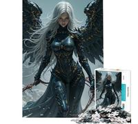 Puzzle 1000 pièces pour Adolescents Guerrière ailée aux Cheveux Blancs Jeu éducatif Jouet d'apprentissage Cadeau d'art Découpe de précision (Dimensions 50x75cm)