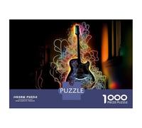 Puzzle 1000 Pièces pour Adolescents Guitar Neon Puzzles pour Adultes, Jeu De Réflexion, Assemblage De Motifs, Cadeaux d'anniversaire Et Cadeaux Uniques 70x50cm/1000pcs