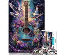 Puzzle 1000 pièces pour Adolescents, Guitare de la Paix, Anti-Stress, séjour, Tuer Le Temps, liste de souhaits avec Le Père Noël (38x26cm)