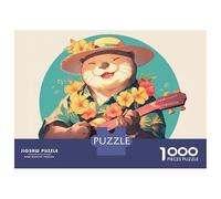 Puzzle 1000 Pièces pour Adolescents Happy Otter Playing Ukulele in Hawaii Puzzle pour Adolescents - Jeu Manuel - Décoration Parfaite - Idéal comme Cadeau 52x38cm/1000pcs