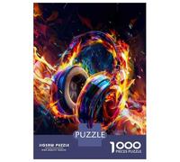 Puzzle 1000 Pièces pour Adolescents Headphones on Fire Art Print Puzzle Adulte Jeu Familial Difficile Difficile Cadeau d'anniversaire Unique 52x38cm/1000pcs