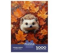 Puzzle 1000 Pièces pour Adolescents Hedgehog in Autumn Leaves Casse-têtes pour Adolescents Analyse Et Logique Entraînez Votre Cerveau Et Votre Dextérité Jeu De Défi Unique 38x26cm/1000pcs