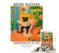 Puzzle 1000 pièces pour Adolescents Henri Matisse Chat lisant Le Journal Poster Jeu éducatif Idée Cadeau Casse-tête et activité pour développer la motricité Fine Dimensions 38x52cm