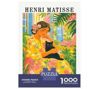 Puzzle 1000 Pièces Pour Adolescents Henri Matisse Woman with Black Cat Puzzle Pour Adolescents - Niveau De Difficulté Élevé - Activités Amusantes À La Maison - Jouet Addictif Pour Développer La Patien