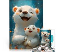 Puzzle 1000 pièces pour Adolescents Heureuse Famille d'ours Polaires Impossible Activités Amusantes à la Maison, Cadeaux d'anniversaire, Cadeaux de Voyage, 52x38cm